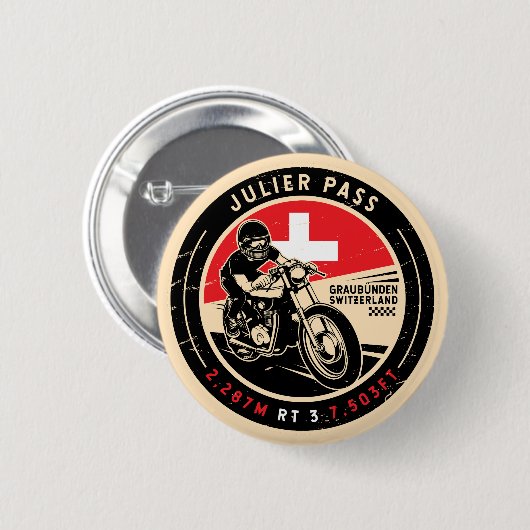 Julier Pass | Zwitserland | Motorfiets Ronde Button 5,7 Cm (Voorkant /achterkant)