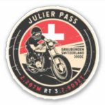 Julier Pass | Zwitserland | Motorfiets Sticker<br><div class="desc">Julier Pass gedaan in een ,  verdrietig stijl embleem. Het is een bekende bergpas in Zwitserland.</div>