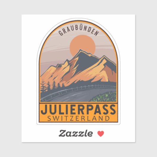 Julier Pass Zwitserland Retro Reizen Embleem Sticker (Vel)