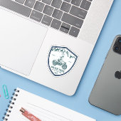 Julierpas zwitserse-alpen motorfietstocht sticker (Laptop met iPhone)