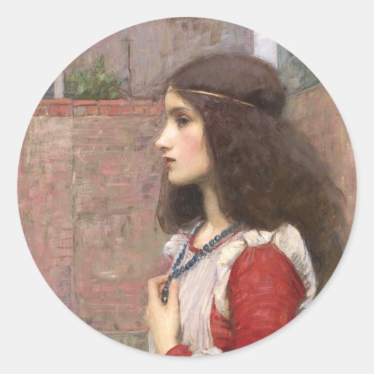 Juliet door John William Waterhouse, Kunst Ronde Sticker (Voorkant)