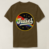 Juliet regenboog in ruimte  stijl t-shirt (Design voorkant)