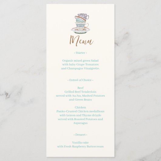 JULIET Tea Set Party Menu (Voorkant)