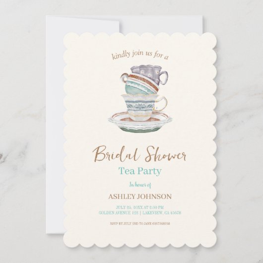 JULIET Tea Set Party Vrijgezellenfeest Kaart (Voorkant)