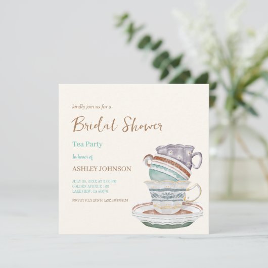 JULIET Thee Set Party Bruids Douche Uitnodiging (Staand voorkant)