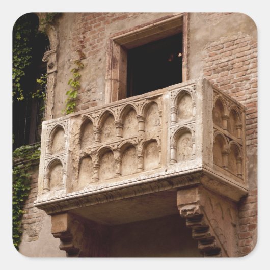 Juliet's Balcony; Waar is Romeo? Vierkante Sticker (Voorkant)