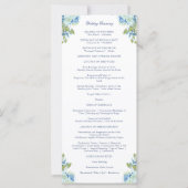Juliette Blue Floral katholieke Wedding Program Ma (Achterkant)