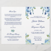 Juliette Blue Floral Wedding Ceremony Program