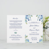 Juliette Blue Floral Wedding Ceremony Program (Staand voorkant)