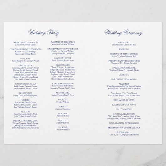 Juliette Blue Floral Wedding Ceremony Program