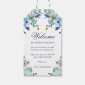 Juliette Blue Hotel Gasten Bruiloft welkomstgesche Cadeaulabel (Voorkant)