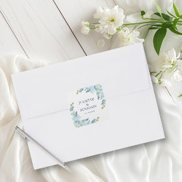 Juliette Blue Wedding Invitation Envelope Seals Vierkante Sticker