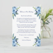 Juliette Blue Wedding Welcome Letter & Itinerary (Staand voorkant)