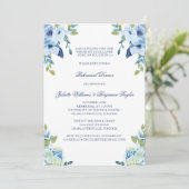 Juliette Dusty Blue Bruiloft repetitie diner Kaart (Staand voorkant)