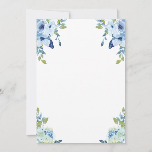 Juliette Dusty Blue Bruiloft repetitie diner Kaart (Achterkant)