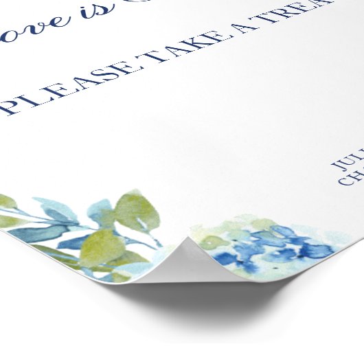 Juliette Dusty Blue Dessert Bar Wedding Sign Poster (Hoek)