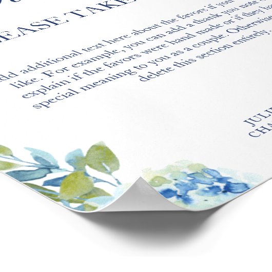 Juliette Dusty Blue Favors Wedding Sign Poster (Hoek)