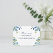 Juliette Dusty Blue Floral Wedding Website RSVP Informatiekaartje (Staand voorkant)