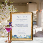 Juliette Dusty Blue Signature Drinken Wedding Sign Poster