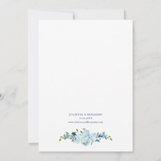 Juliette Elegant Dusty Blue Floral Wedding Kaart (Achterkant)