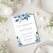 Juliette Elegant Dusty Blue Floral Wedding Kaart