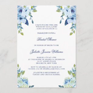 Juliette Elegant Floral Dusty Blue Vrijgezellenfee Kaart