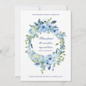 Juliette Floral Dusty Blue katholieke bruiloft Kaart (Achterkant)
