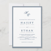 JULIETTE Franse blauwe bruiloft Kaart (Voorkant)