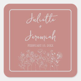 Juliette | Gecurreerde kleuren | Bruiloft Vierkante Sticker
