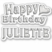 Juliette Happy Birthday silver Aufkleber Sticker (Voorkant)