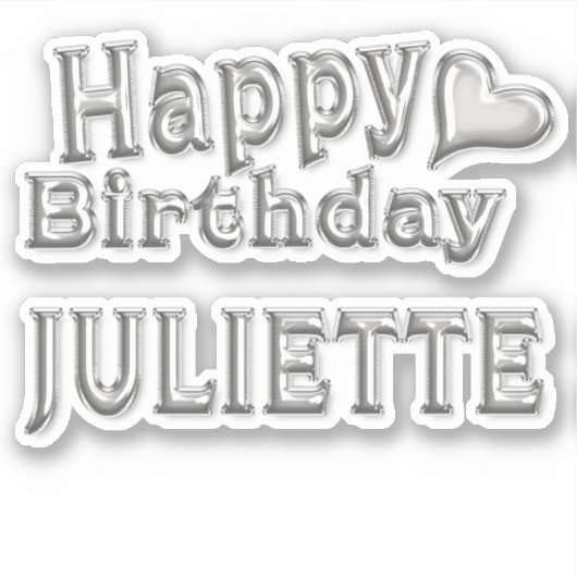Juliette Happy Birthday silver Aufkleber Sticker (Voorkant)