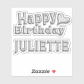 Juliette Happy Birthday silver Aufkleber Sticker (Vel)