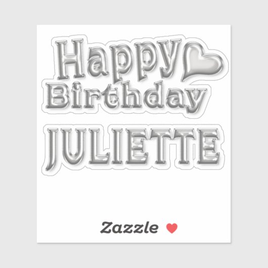 Juliette Happy Birthday silver Aufkleber Sticker (Vel)