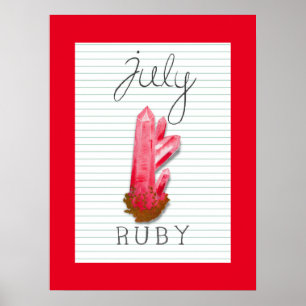 Juligeboortesteen Geboortesteen Robijn Kunstwerk P Poster