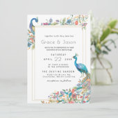 Julio Collectie Wedding Uitnodiging | Peacock (Staand voorkant)