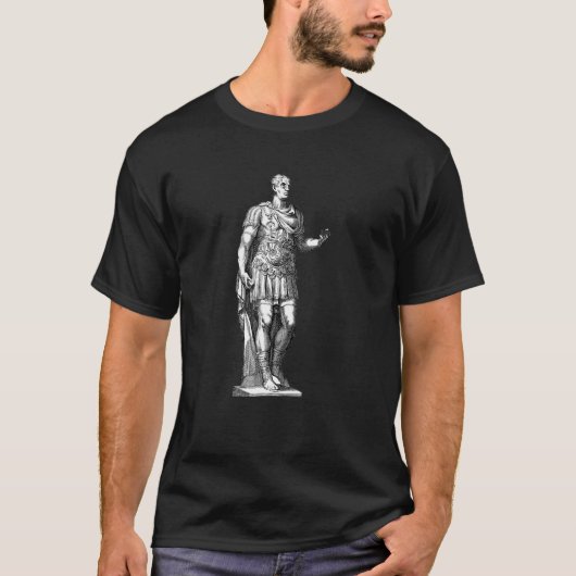 Julius Caesar keizer standbeeld lijn kunst Romeins T-shirt (Voorkant)