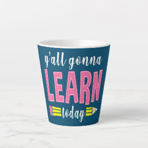 Jullie gaan vandaag leren Grappige leraar terug na Latte Mok