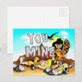 JULLIE MINE - Funny Prehistorische Caveman Valenti Feestdagenkaart (Voorkant / Achterkant)