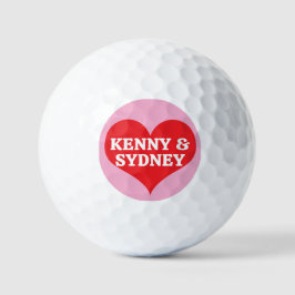 Jullie Namen Rode Hartje En Roze Achtergrond Golfballen