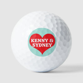 Jullie Namen Rode Valentijnshart En Aqua Achtergro Golfballen