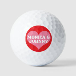 Jullie Namen Roze Valentijnshart En Rode Achtergro Golfballen