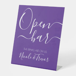 JULLIE NAMENT: Eenvoudige kalligrafie Open Bar-huw Reclamebord Met Voetstuk