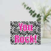 Jullie rocken! zebraprint briefkaart (Staand voorkant)