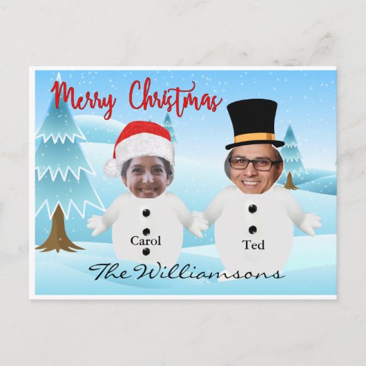 Jullie twee als Cute Snowmen, grappige Gekke kerst Briefkaart (Voorkant)