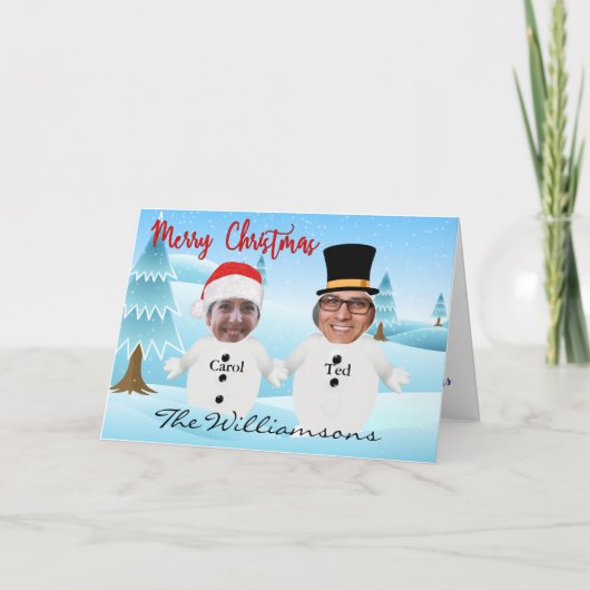 Jullie twee als Cute Snowmen grappige Kerstmis Kaart (Voorkant)