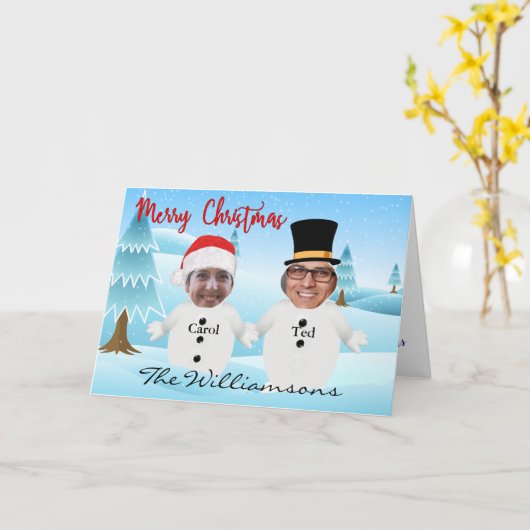 Jullie Twee Als Schattige Sneeuwmannen Grappige Ke Kaart (Gele Bloem)