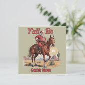 Jullie Wees Nu Goed Grappige Kerstman Cowboy Weste Feestdagenkaart (Staand voorkant)