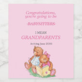 Jullie Worden Grootouders Beertjes Roze  Wijn Etiket (Enkel label)