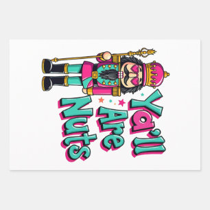 Jullie zijn gek Funny Notenkraker Kerst Inpakpapier Vel