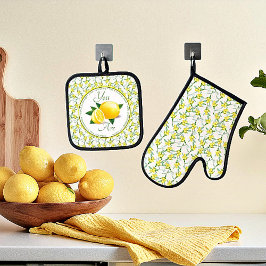 Jullie zijn mooie geschriften citroenen ovenwant & pannenlap set